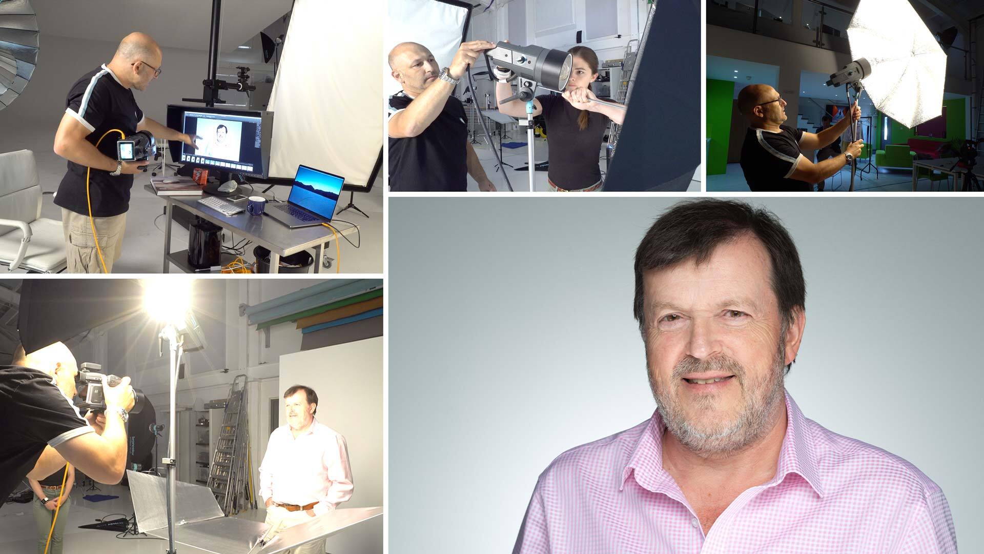 Umbrella Lighting for Mature Business Portraits